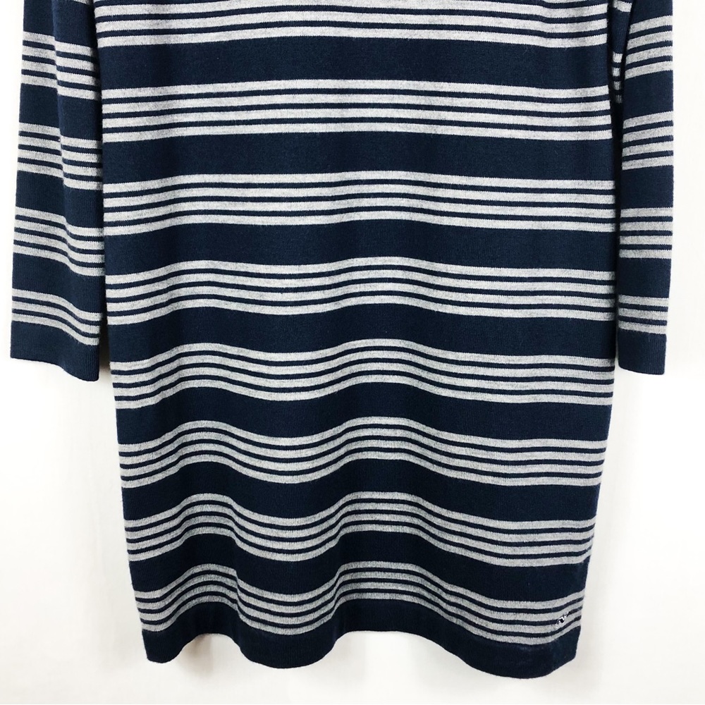 Vineyard Vines Wool Striped Sweater Dress | Blue White | Large - Picture 7 of 9